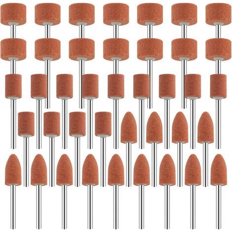 Set di 42 mole abrasive in ossido di alluminio con gambo da 1/8", compatibili con levigatura, lucidatura e sbavatura dei metalli. (1/5)