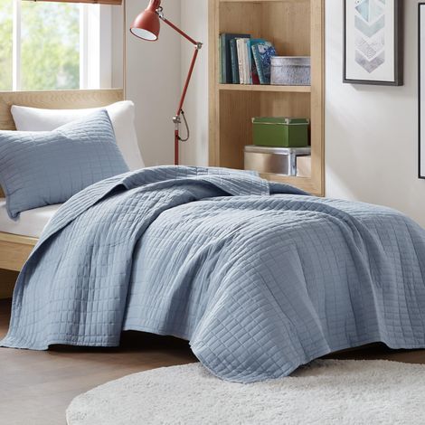 Couvre-lit léger pour Toutes Les Saisons, taies Assorties, Microfibre, Bleu, Couette Simple/jumeau XL (167,6 x 228,6 cm) (1/5)