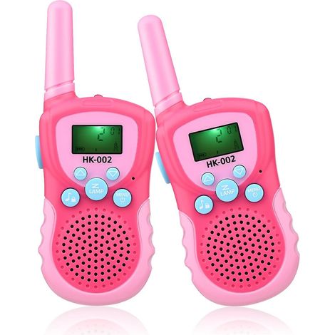 Walkie-Talkie für Kinder, tragbares 2-Wege-Funkgerät, Spielzeug, max. 3 km Reichweite, Kinder-Walkie-Talkie mit LCD-Display, Sc-Pink - Pink-