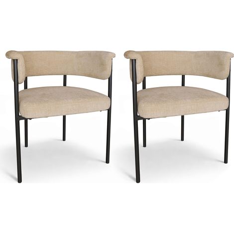 Lot de 2 fauteuils de table pied métal et tissu, COLETTE (1/4)