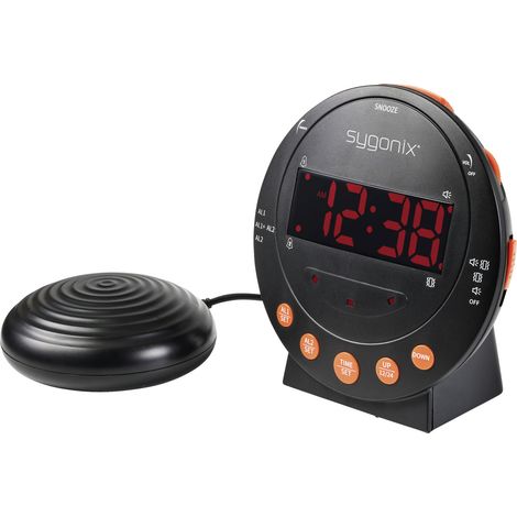 Sygonix SY-5266562 Elektronik Wecker Schwarz Fluoreszierend Zahlen 2 Timerzeiten