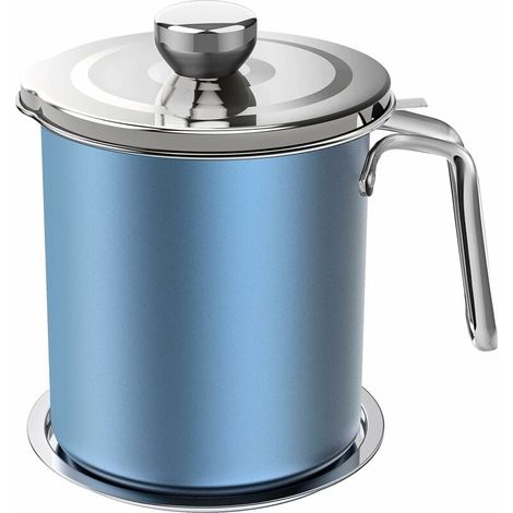 Oil Pot de Graisse pour bidon de Stockage en Acier Inoxydable avec bidon de 1.6 litres en Couvercle Anti-poussière pour Tamis à Mailles Fines Plaque antidérapante Stockage d'huile de friture (1/4)
