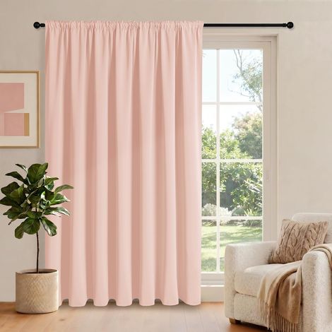 Rideau Occultant avec Galon Fronceur, 300 x 245cm (L x H), Rose Thermiques et Protection anti Froid, Opaques pour Salon et Chambre à Coucher, 1 Piece (1/5)
