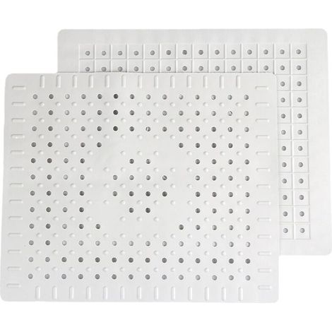Set bianco di 2 tappetini protettivi in gomma antiscivolo resistenti per il lavello della cucina, facili da pulire e da tagliare da soli. (1/4)