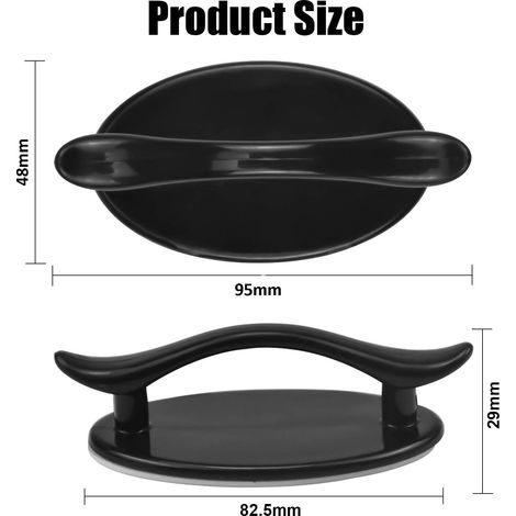 6 Pcs Poignée De Porte Auto-adhésive Fenêtre Poignée Autocollante Cabinet Tiroir Boutons Porte Poignée Instantanée En Plastique pour Coulissante Fenêtre Placard Tiroir Armoire Meuble Cuisine, Noir (1/4)