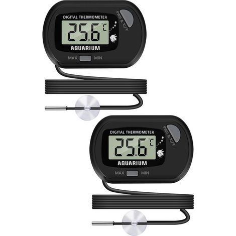 Thermomètre LCD Numérique d'aquarium avec Ventouses et Sonde Étanche pour Aquarium Fish Tank. Reptile Terrarium (2PCS) (1/5)