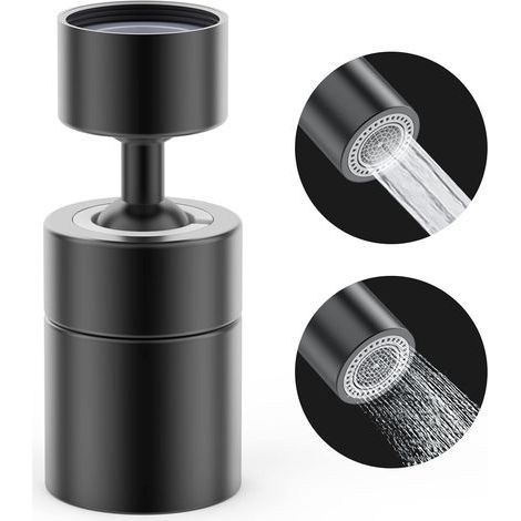 360° Swivel Aerator Faucet, 2 Adjustable Modes, Solid Brass Kitchen Faucet, Rotatable Switch, Foam Shower Filter, Saver Adapter for Toilet, Bathroom (Lacquered Faucet) (1/5)