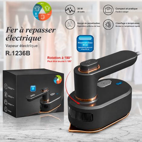 Mini fer à repasser vapeur portable noir 38W noir 16 × 8,5 × 11,5 cm 345 g – Livraison gratuite
