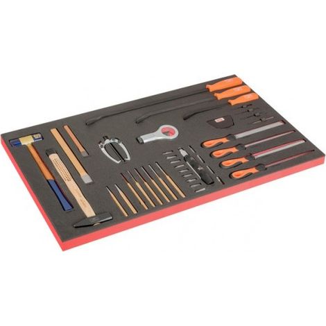 BAHCO - Module mousse pour servante 40", outils de frappe, limes et extracteurs - 45 Pcs