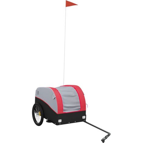Remorque de vélo noir et rouge 30 kg fer (1/5)