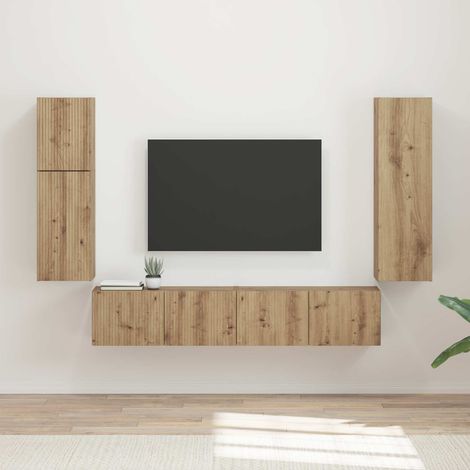 TV-Schrankset Wandmontiert 4 pcs Artisan-Eiche Holzwerkstoff