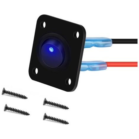 12V-24V interrupteur a bascule, LED Interrupteur à Bascule Rond,1Gangs, 12V 20A / 24V 10A SPST rond Panneau de commutation 12V pour Voiture, Camion, Voitures de Course, Marine(bleu） (1/5)