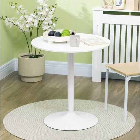 Mesa de comedor redonda Ø70 x 75 cm para 2 personas, MDF blanco DESVIAE (1/5)