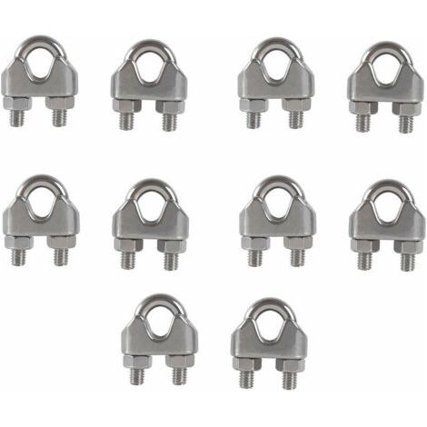 SHINING HOUSE M8 cable clamps, U-shaped, made of 304 stainless steel, saddle cable clamps for outdoor clotheslines, 10 pieces