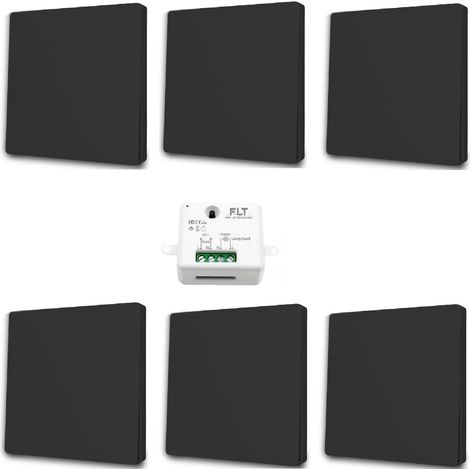 Kit interrupteur va et vient sans fil et sans pile auto alimenté piézoélectrique - 6 boutons émetteurs + 1 récepteur (1/5)