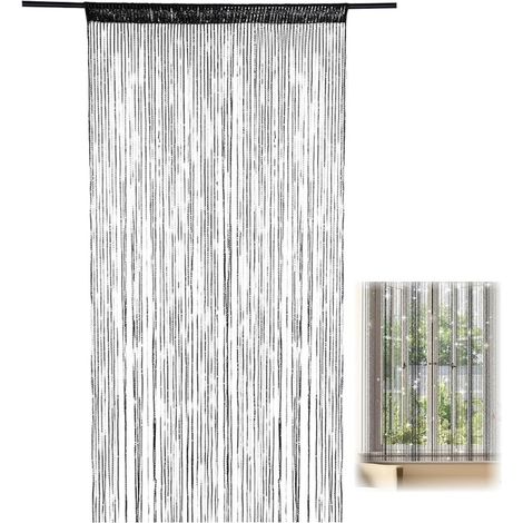 Noir, 100 x 200 cmRideau antimouches , moustiquaire pour portes, rideau de fils antinuds pour maison, htel, magasin (Tige exclue)