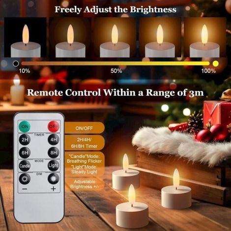 Lot de 6 Bougie LED Rechargeable Bougie Chauffe-plat LED Électrique Flamme Vacillante avec Station de Charge et Télécommande (1/3)