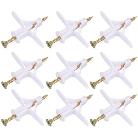 Lot de 100 fixations pour plaques de plâtre – 50 chevilles papillon et 50 vis – Résistance à la corrosion – Pour supports creux (1/5)