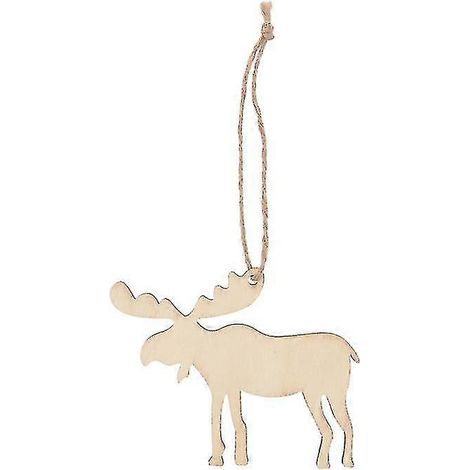 10 pièces décoration de Noël créative longue suspension en bois à corde (cerf)