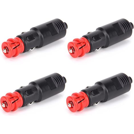 4 Pcs 12-24V Car Lighter Socket Power Plug Connection Male Adaptor 120W Car Aux Socket Plug Connector Universal Safety Plug Cigarette Lighter Socket for Truck Car Boat Motorcycle Red