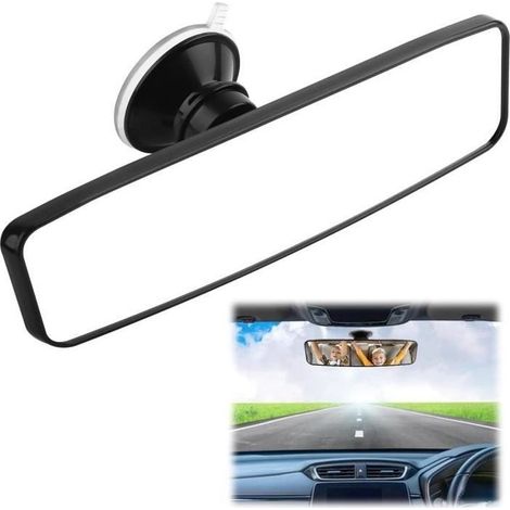 Retroviseur Interieur Voiture, 24 x 6.5cm Rétroviseur Conduite Accompagnée à Ventouse Rétroviseur de Voiture Universel Miroir (1/4)