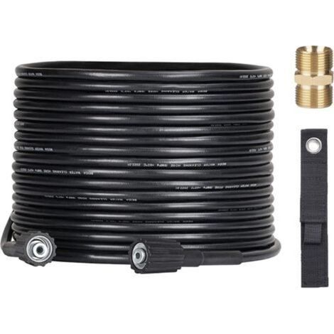 Tuyau de Rechange Flexible Haute Pression 10 m, M22 x 14mm - Tuyau d'extension Résistant aux torsions - Compatible avec Karcher HD HDS Kranzle avec un Adaptateur en Laiton (1/5)