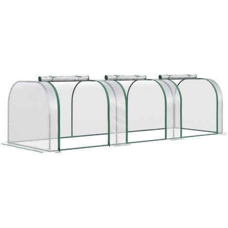 Mini Serre de Jardin Serre à tomates 3L x 1l x 0,8H m Acier PVC 140 g/m² Anti-UV 3 fenêtres Vert et Transparent (1/5)