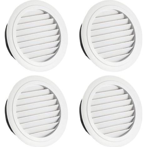 4 Pièces Grille Ventilation, Grille Aeration 100mm, Grille de Ventilation, Grille Aeration Ronde, Grille de Ventilation Ronde, Grille D'aération Extérieure Protection Contre les Lnsectes Blanc (1/5)