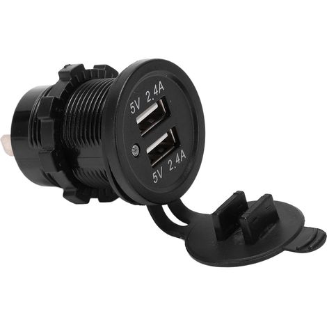 Dual-Port-USB-Kfz-Ladegerät 2,4 A, 1 Eingang, 2 Ausgänge, wasserdicht, mattschwarz, hintergrundbeleuchtet (1/5)
