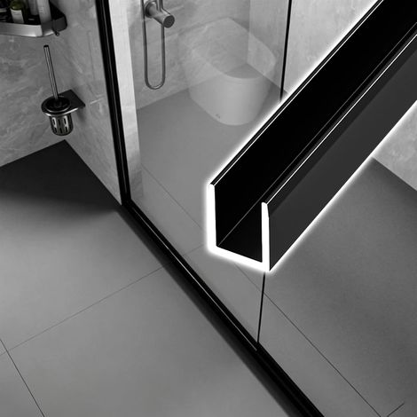 Profilé en aluminium noir mat pour panneau de douche profond (1/5)