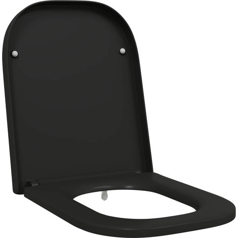 vidaXL Asiento de WC Negro 47,5 x 35 x 3,6 cm Duroplast (1/5)
