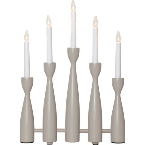 Star Trading Chandelier 'Midja', LED, 5 branches, bois, gris-brun