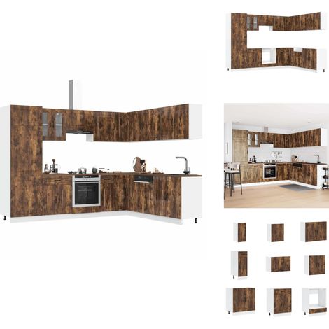 14-tlg. Küchenschrank-Set Kalmar Räuchereiche Holzwerkstoff - Küchenschrank-Set - Küchenschrank-Sets - Küchenzeile Einbauküche - Küchenschrank (1/5)