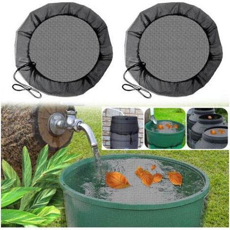 Filet pour récupérateur d'eau de pluie, housse pour récupérateur d'eau de pluie avec cordon de serrage, housse ronde pour récupérateur d'eau de pluie, protection contre les moustiques et les feuilles (1/5)
