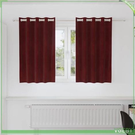 4107298 Rideaux occultants 2 pcs Bordeaux 140 x 140 cm Velours (1/5)