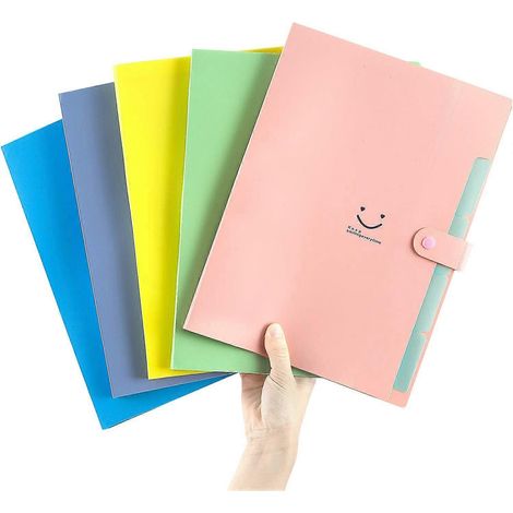 A4 PVC-Fachmappe, 5er-Pack, mit Verschluss, ideal für Schule oder Büro.