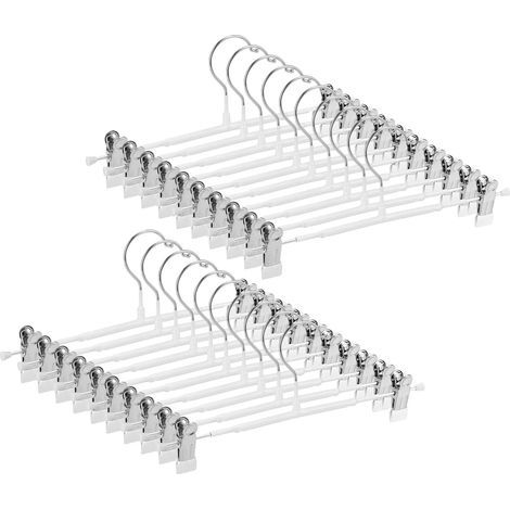 20 Cintres, Clips Réglables, Acier Inoxydable, Antidérapants, Pour Pantalons Jupes Jeans (1/5)
