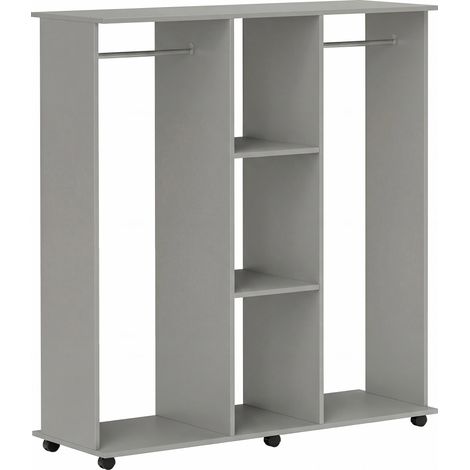 Armoire Penderie Venancio Rangement Mobile Style Bois Gris 120x40x128 cm (1/5)