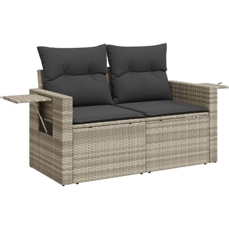 Maison Exclusive - Divano da Giardino con Cuscini 2 Posti Grigio Chiaro Polyrattan