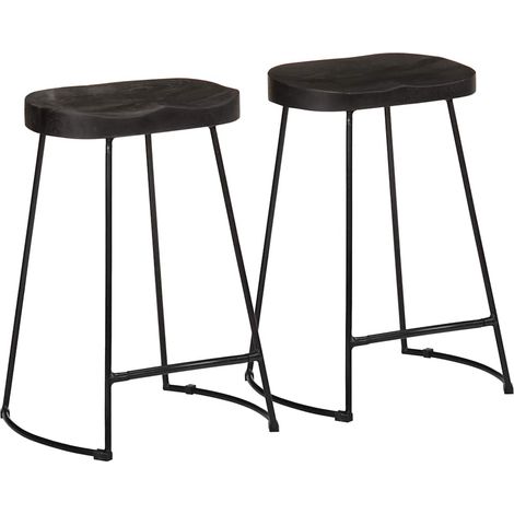 Barhocker 2 Stk. Schwarz 45x40x62 cm Mango Massivholz