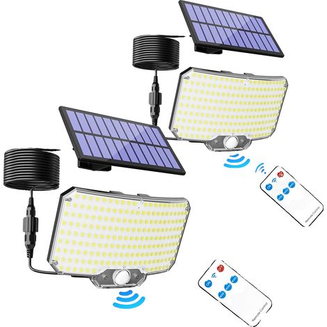 Lumière murale solaire extérieure, télécommande, design étanche, 2PCS (1/2)