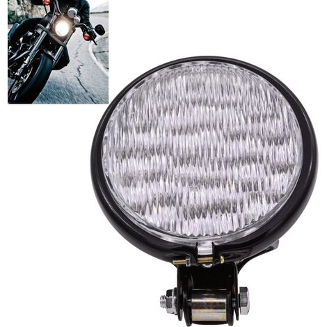 Phare avant de moto 12,7 cm DC 12 V Blanc Pour Harley Bobber Choppers Touring Custom Bikes, Blanc,Noir,Rouge-croisement