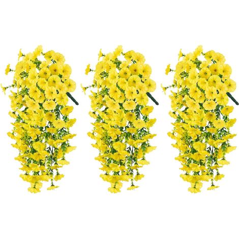 Lot de 3 ipomées artificielles suspendues résistantes aux UV, fleurs en soie réalistes, décoration florale artificielle pour mariage fête intérieur extérieur jardin et mur (1/5)