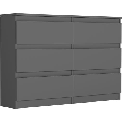 Schmale Kommode mit Schubladen Anthrazit 120 x 30 cm - Modern R120