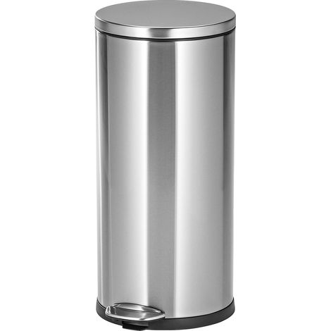 Certeo, Poubelle à pédale en inox, ronde, capacité 30 l, avec (1/4)