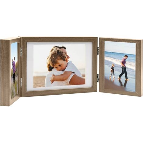 Trifold Photo Frame Collage Light Brown 28x18 cm+2x vidaXL