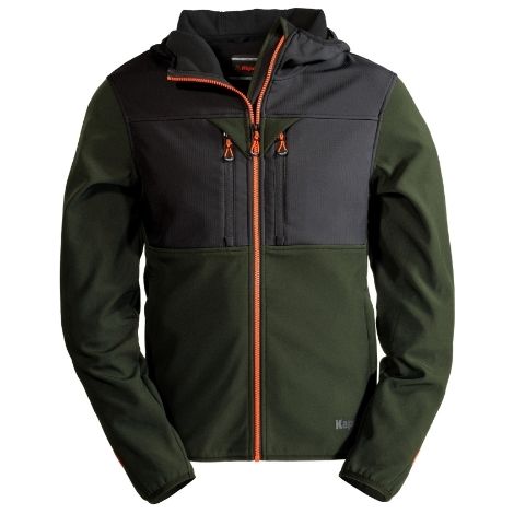 giacca da lavoro kapriol "softshell tenere pro" nero e verde tg l