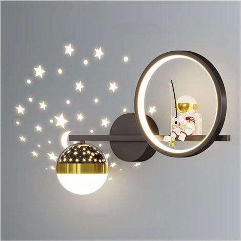 Applique Astronaute – Projecteur Étoiles – Lune et Étoiles Variable – Chambre Enfant – Noir (1/5)