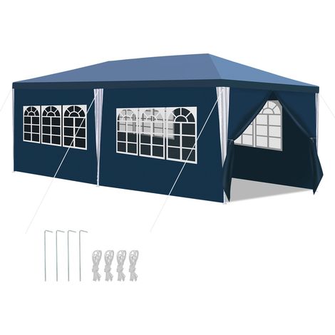 Wolketon Pavillon Partyzelt für Gartenpartys & Feiern, regen- und winddicht, mit Seitenwänden 3x6m Blau