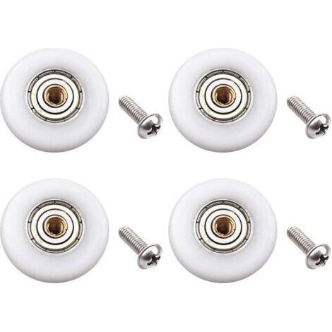 Lot de 4 roulettes de porte de douche – Pièce de rechange pour porte de douche coulissante en verre de salle de bain (diamètre du rouleau 23 mm) (1/4)